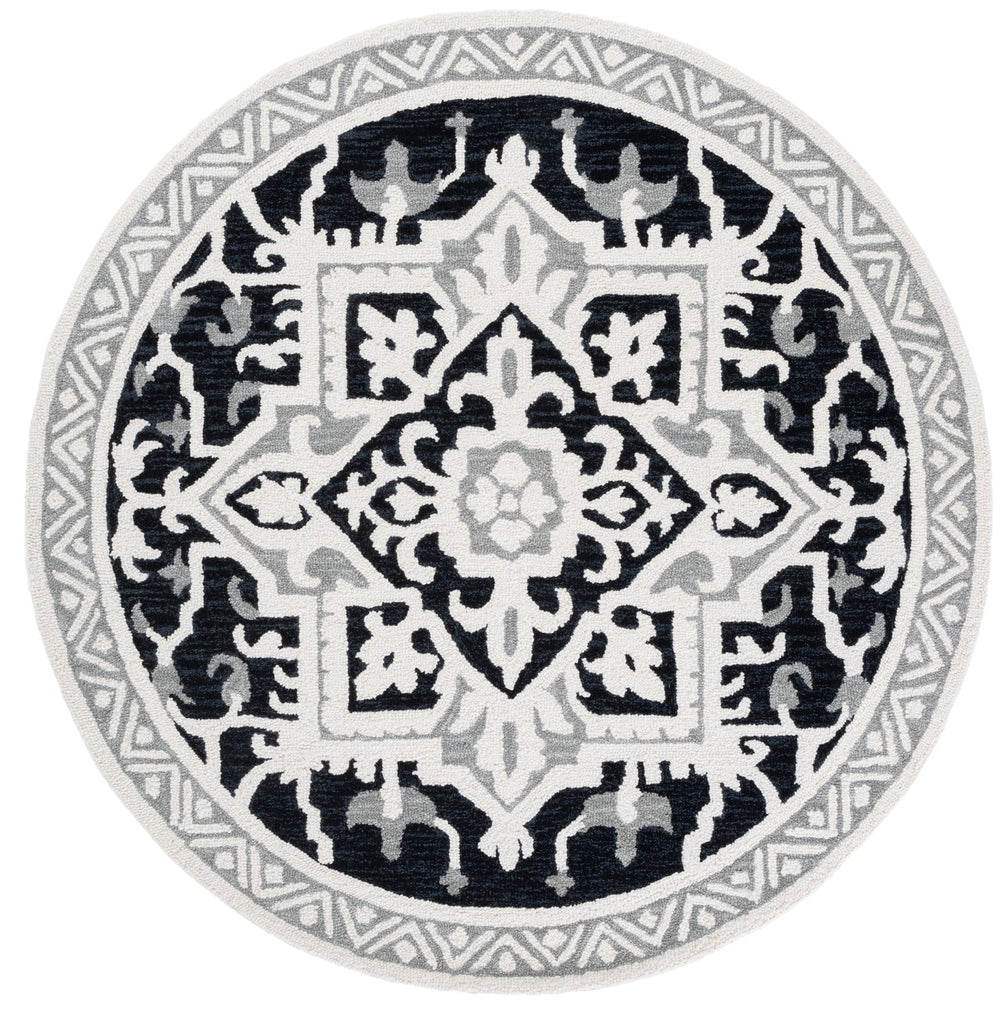 Safavieh Heritage Traditional Hand-tufted Runner Area Rug - Luxurious Wool Blend For Timeless Home Elegance Black ,Ivory 80% Wool,10% Cotton,10% Latex Hg675z-5