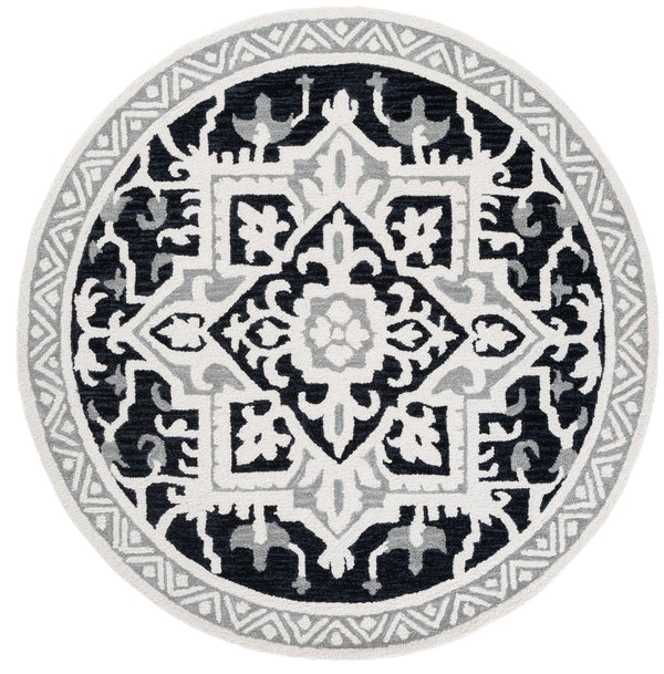 Safavieh Heritage Traditional Hand-tufted Runner Area Rug - Luxurious Wool Blend For Timeless Home Elegance Black ,Ivory 80% Wool,10% Cotton,10% Latex Hg675z-6r