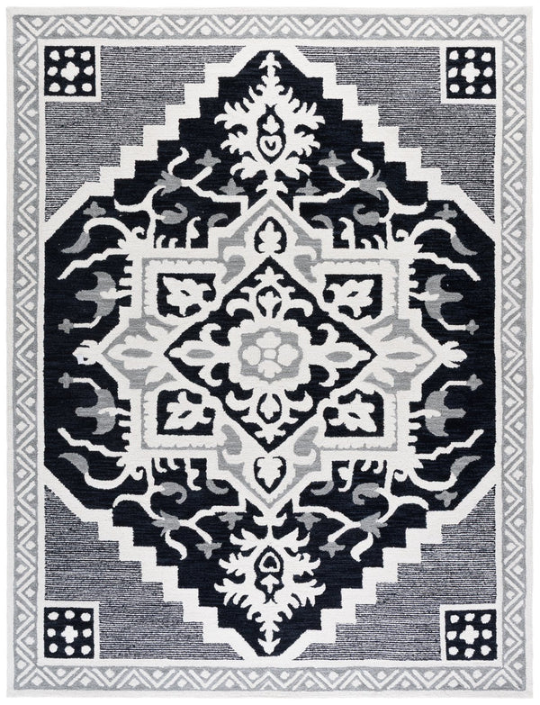Safavieh Heritage Traditional Hand-tufted Runner Area Rug - Luxurious Wool Blend For Timeless Home Elegance Black ,Ivory 80% Wool,10% Cotton,10% Latex Hg675z-8
