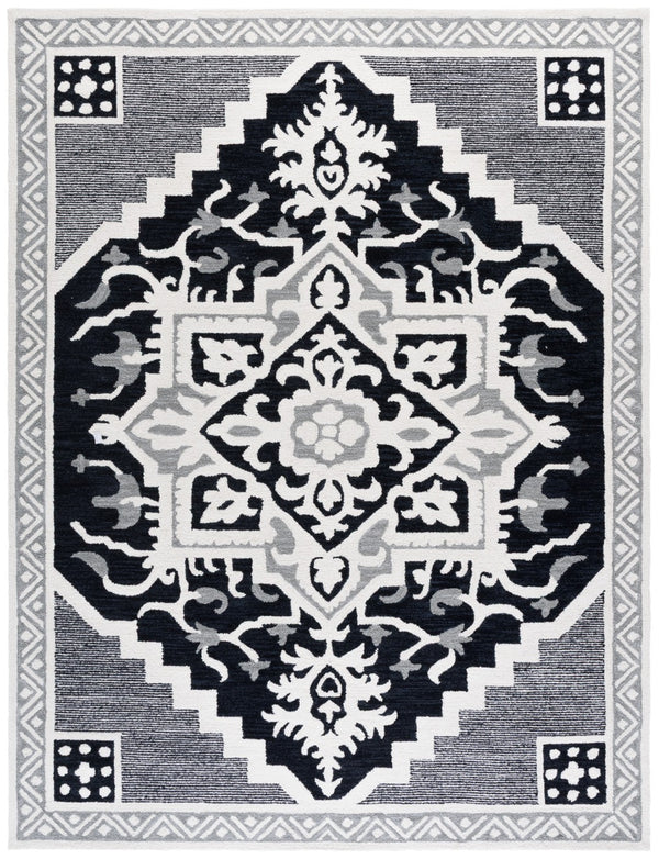 Safavieh Heritage Stylish Area Rug - Timeless Hand-tufted Design, Artisanal Craftsmanship, Versatile Elegance Black ,Ivory 80% Wool,10% Cotton,10% Latex Hg675z-4