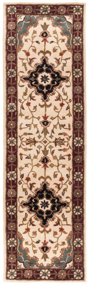 Safavieh Heritage Hand Tufted Wool Area Rug - Luxurious Floral Design, Crafted In India For Timeless Elegance Ivory ,Red Wool Hg760a-8ov