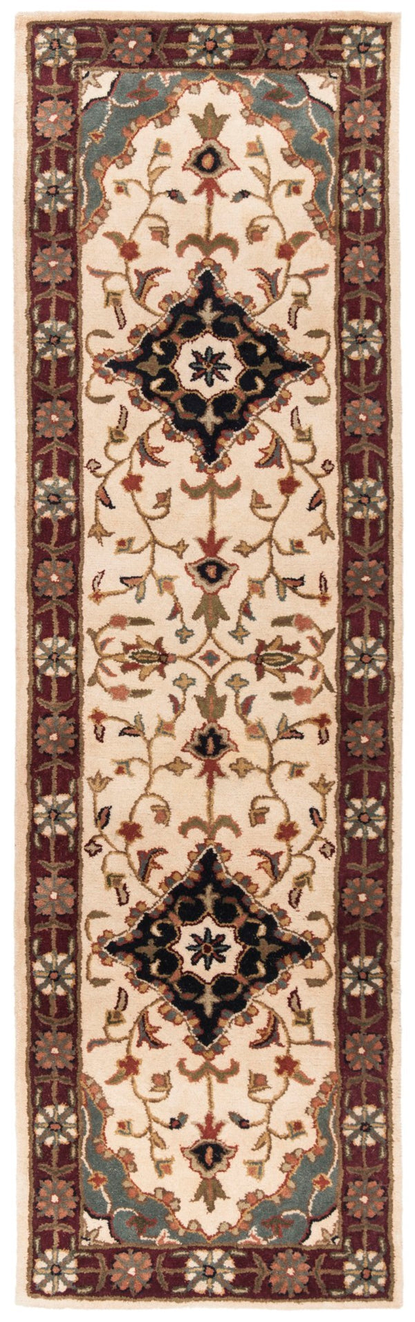 Safavieh Heritage Hand Tufted Wool Area Rug - Luxurious Floral Design, Crafted In India For Timeless Elegance Ivory ,Red Wool Hg760a-8ov
