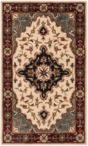 Safavieh Heritage Hand Tufted Wool Area Rug - Luxurious Floral Design, Crafted In India For Timeless Elegance Ivory ,Red Wool Hg760a-8ov