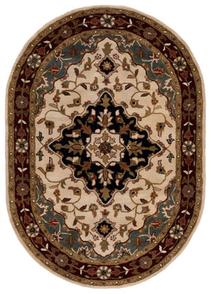Safavieh Heritage Hand Tufted Wool Area Rug - Luxurious Floral Design, Crafted In India For Timeless Elegance Ivory ,Red Wool Hg760a-8ov