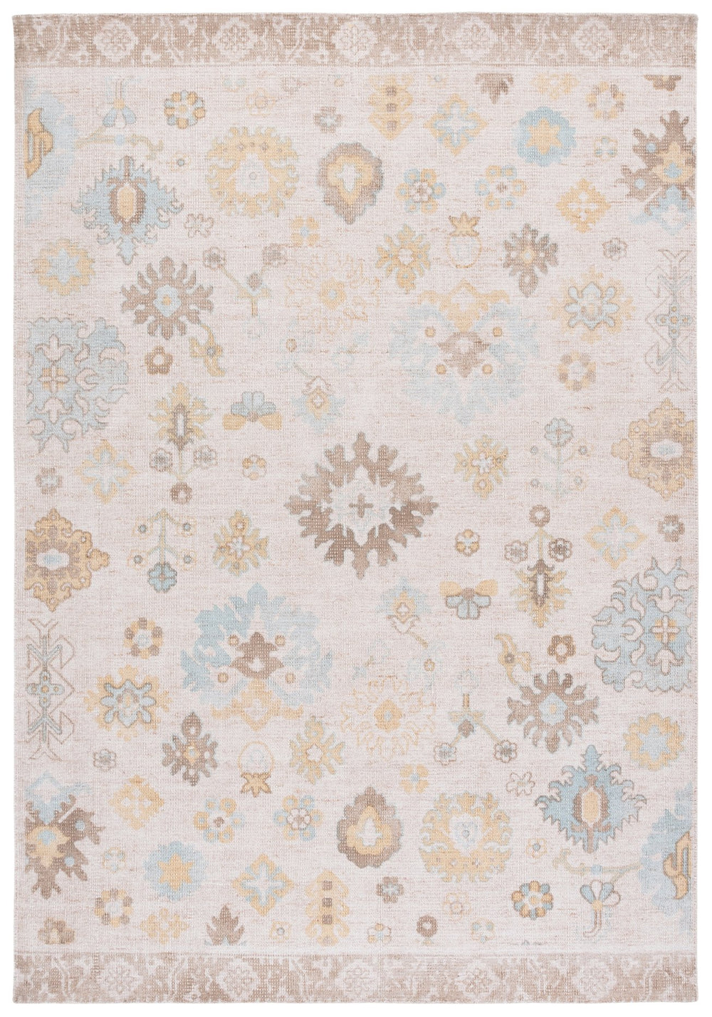Safavieh Heritage Hand-Knotted 8X10 Light Brown & Blue Rug — 60% Bamboo Silk Blend, Low 0.25" Pile, Durable Elegance HGK105T-8