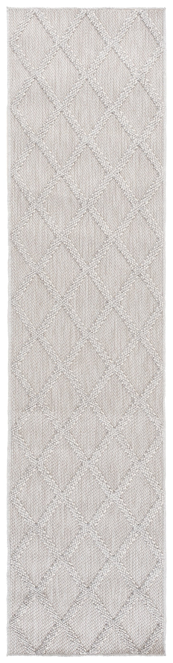 Safavieh Highland Modern Round Rug Light Grey Ivory — Low-Pile Geo Texture, Durable Power-Loomed Turkish Craftsmanship 6'-7" x 6'-7" HGL950F-7R