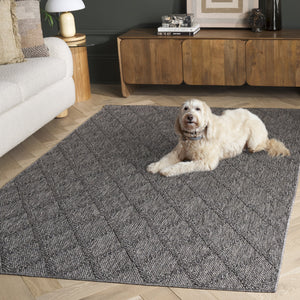Safavieh Highland Modern Geometric Charcoal & Grey Area Rug — Low-Profile, Durable Turkish Power-Loomed Flooring Accent 5'-3" x 7'-6" HGL950H-5