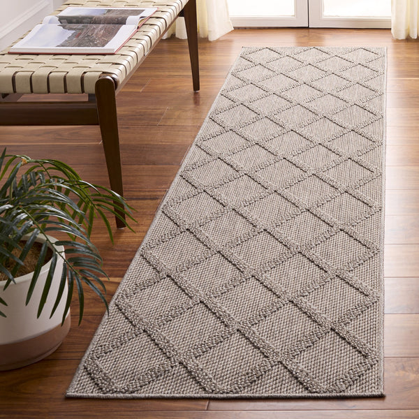 Safavieh Highland Modern Light Brown Beige Square Rug — Low Profile Geometric Power-Loomed Texture, Turkish Crafted 6'-7" x 6'-7" HGL950T-7SQ