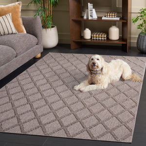 Safavieh Highland Modern Light Brown Beige Square Rug — Low Profile Geometric Power-Loomed Texture, Turkish Crafted 6'-7" x 6'-7" HGL950T-7SQ