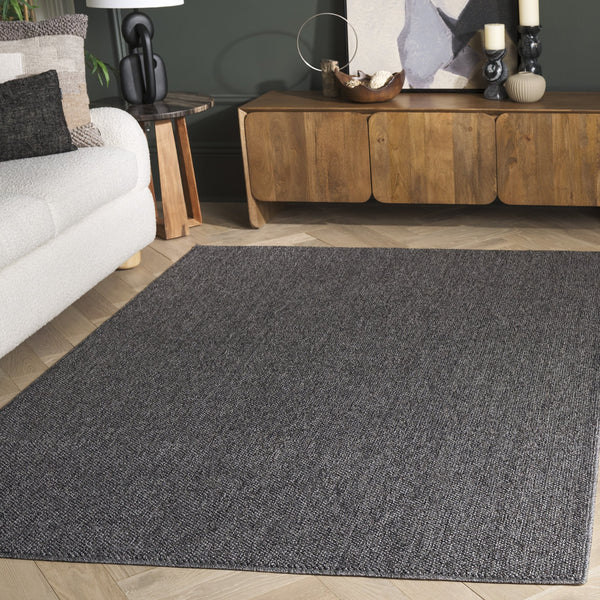 Safavieh Highland Power-Loomed Charcoal And Grey Area Rug — Low-Profile Modern Texture, Durable, Stain-Resistant 6'-7" x 6'-7" HGLP900H-7SQ