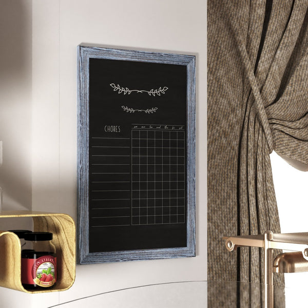 English Elm Canterbury Rustic Wall-Mount Magnetic Chalkboard Sign - Versatile Memo Board for Home & Business Blue 24"W x 0.75"D x 36"H HGWA-1GD-CRE8-072315-GG