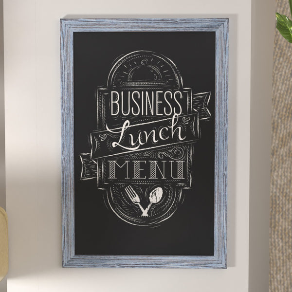 English Elm Canterbury Rustic Wall-Mount Magnetic Chalkboard Sign - Versatile Memo Board for Home & Business Blue 24"W x 0.75"D x 36"H HGWA-1GD-CRE8-072315-GG