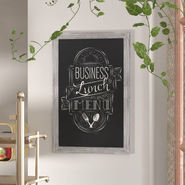 English Elm Canterbury Rustic Wall-Mount Magnetic Chalkboard Sign - Versatile Memo Board for Home & Business White Washed 24"W x 0.75"D x 36"H HGWA-2GD-CRE8-691315-GG