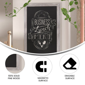 English Elm Canterbury Rustic Wall-Mount Magnetic Chalkboard Sign - Versatile Memo Board for Home & Business White Washed 24"W x 0.75"D x 36"H HGWA-2GD-CRE8-691315-GG