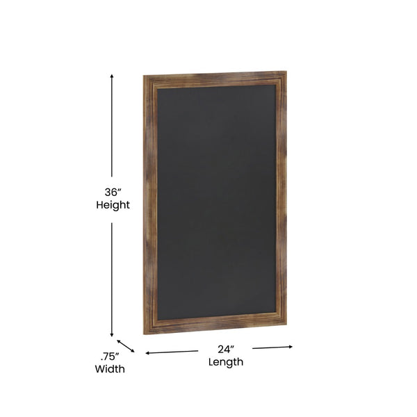 English Elm Canterbury Rustic Wall-Mount Magnetic Chalkboard Sign - Versatile Memo Board for Home & Business Torched Brown 24"W x 0.75"D x 36"H HGWA-3GD-CRE8-791315-GG