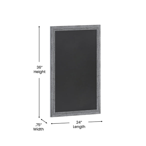 English Elm Canterbury Rustic Wall-Mount Magnetic Chalkboard Sign - Versatile Memo Board for Home & Business Grey 24"W x 0.75"D x 36"H HGWA-5GD-CRE8-272315-GG