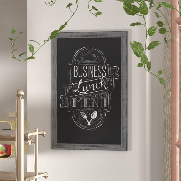 English Elm Canterbury Rustic Wall-Mount Magnetic Chalkboard Sign - Versatile Memo Board for Home & Business Grey 24"W x 0.75"D x 36"H HGWA-5GD-CRE8-272315-GG