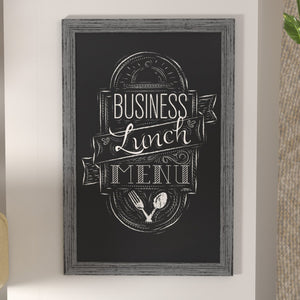 English Elm Canterbury Rustic Wall-Mount Magnetic Chalkboard Sign - Versatile Memo Board for Home & Business Grey 24"W x 0.75"D x 36"H HGWA-5GD-CRE8-272315-GG