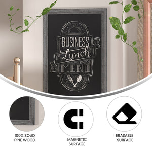 English Elm Canterbury Rustic Wall-Mount Magnetic Chalkboard Sign - Versatile Memo Board for Home & Business Grey 24"W x 0.75"D x 36"H HGWA-5GD-CRE8-272315-GG