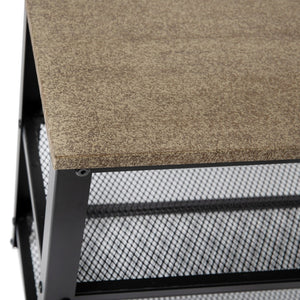 English Elm Easton 3-Tier Wooden Entryway Bench with Industrial Metal Frame for Stylish Storage and Seating Weathered Brown HGWA-BCH-MTL-3T-WEATH-GG