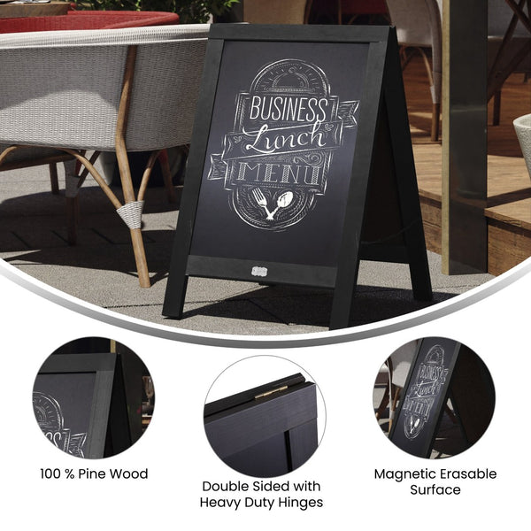 English Elm Canterbury Vintage Wooden A-Frame Magnetic Chalkboard Sign, Double-Sided Display for Events & Promotions Black 30"H x 20"W HGWA-CB-3020-BLK-GG