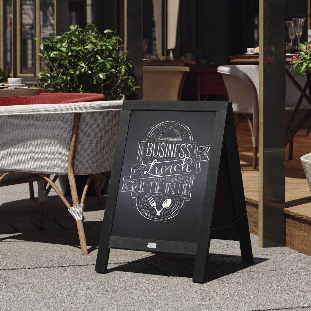 English Elm Canterbury Vintage Wooden A-Frame Magnetic Chalkboard Sign, Double-Sided Display for Events & Promotions Black 30"H x 20"W HGWA-CB-3020-BLK-GG
