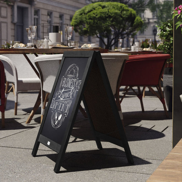 English Elm Canterbury Vintage Wooden A-Frame Magnetic Chalkboard Sign, Double-Sided Display for Events & Promotions Black 30"H x 20"W HGWA-CB-3020-BLK-GG