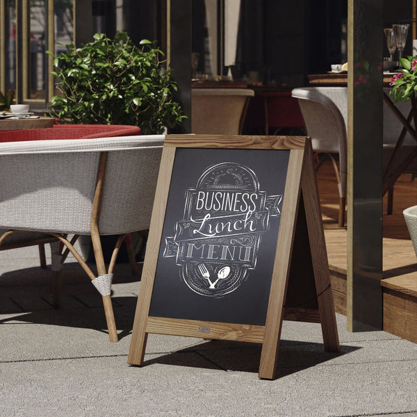 English Elm Canterbury Vintage Wooden A-Frame Magnetic Chalkboard Sign, Double-Sided Display for Events & Promotions Torched Brown 30"H x 20"W HGWA-CB-3020-TORCH-GG