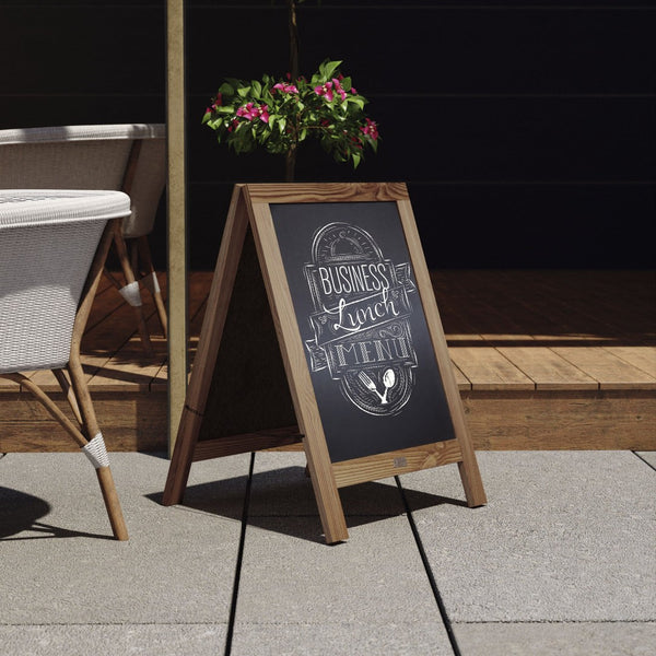 English Elm Canterbury Vintage Wooden A-Frame Magnetic Chalkboard Sign, Double-Sided Display for Events & Promotions Torched Brown 30"H x 20"W HGWA-CB-3020-TORCH-GG
