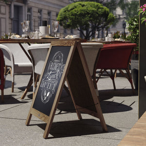 English Elm Canterbury Vintage Wooden A-Frame Magnetic Chalkboard Sign, Double-Sided Display for Events & Promotions Torched Brown 30"H x 20"W HGWA-CB-3020-TORCH-GG