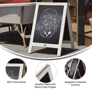 English Elm Canterbury Vintage Wooden A-Frame Magnetic Chalkboard Sign, Double-Sided Display for Events & Promotions White Wash 30"H x 20"W HGWA-CB-3020-WHWSH-GG