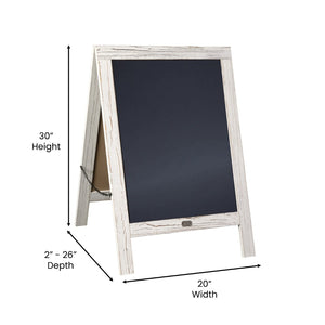 English Elm Canterbury Vintage Wooden A-Frame Magnetic Chalkboard Sign, Double-Sided Display for Events & Promotions White Wash 30"H x 20"W HGWA-CB-3020-WHWSH-GG