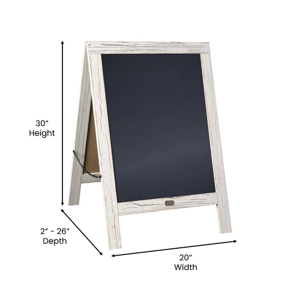 English Elm Canterbury Vintage Wooden A-Frame Magnetic Chalkboard Sign, Double-Sided Display for Events & Promotions White Wash 30"H x 20"W HGWA-CB-3020-WHWSH-GG