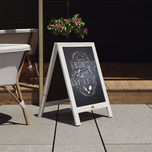English Elm Canterbury Vintage Wooden A-Frame Magnetic Chalkboard Sign, Double-Sided Display for Events & Promotions White Wash 30"H x 20"W HGWA-CB-3020-WHWSH-GG