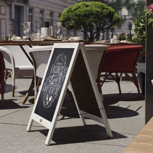 English Elm Canterbury Vintage Wooden A-Frame Magnetic Chalkboard Sign, Double-Sided Display for Events & Promotions White Wash 30"H x 20"W HGWA-CB-3020-WHWSH-GG