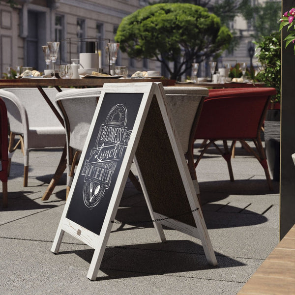 English Elm Canterbury Vintage Wooden A-Frame Magnetic Chalkboard Sign, Double-Sided Display for Events & Promotions White Wash 30"H x 20"W HGWA-CB-3020-WHWSH-GG