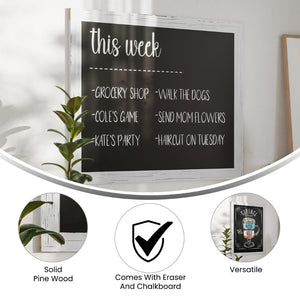 English Elm Canterbury Rustic Wall-Mount Magnetic Chalkboard Sign - Versatile Memo Board for Home & Business White Washed 32"W x 46"L HGWA-CHK32X46-WHTWSH-GG