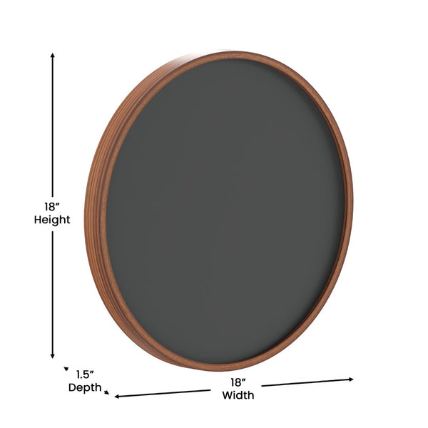 English Elm Canterbury Round Wall-Mounted Magnetic Chalkboard with Eraser and Chalk for Home or Business Use Rustic 18" HGWA-CHKCIRCLE18-BRN-GG