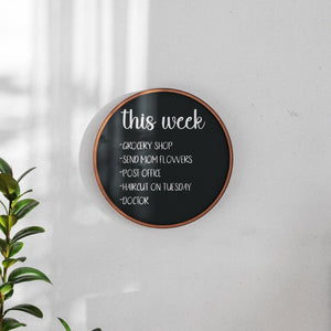 English Elm Canterbury Round Wall-Mounted Magnetic Chalkboard with Eraser and Chalk for Home or Business Use Rustic 18" HGWA-CHKCIRCLE18-BRN-GG