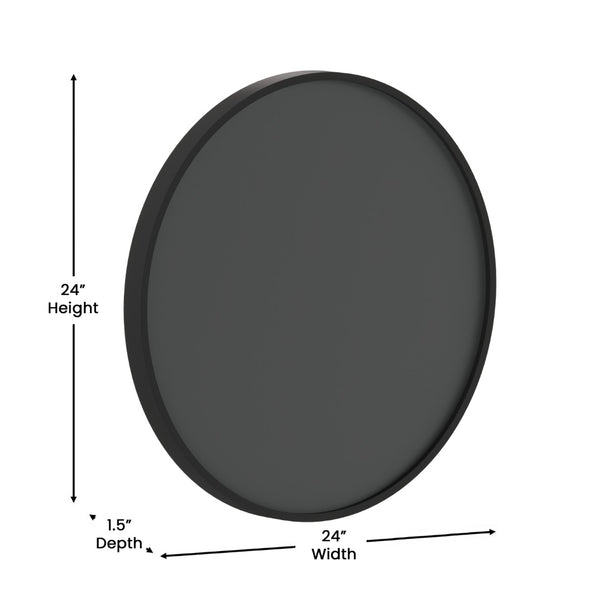 English Elm Canterbury Round Wall-Mounted Magnetic Chalkboard with Eraser and Chalk for Home or Business Use Black 24" HGWA-CHKCIRCLE24-BLK-GG
