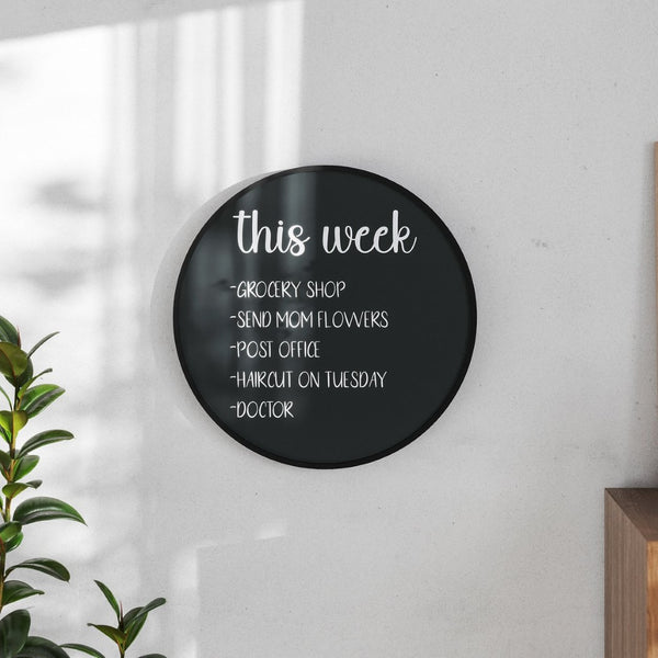 English Elm Canterbury Round Wall-Mounted Magnetic Chalkboard with Eraser and Chalk for Home or Business Use Black 24" HGWA-CHKCIRCLE24-BLK-GG