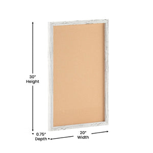 English Elm Camden Rustic Wall Mount Cork Board with Wooden Push Pins - Perfect for Home, Office & School Decor White Washed 20"W x 30"H HGWA-CK-20X30-WHTWSH-GG