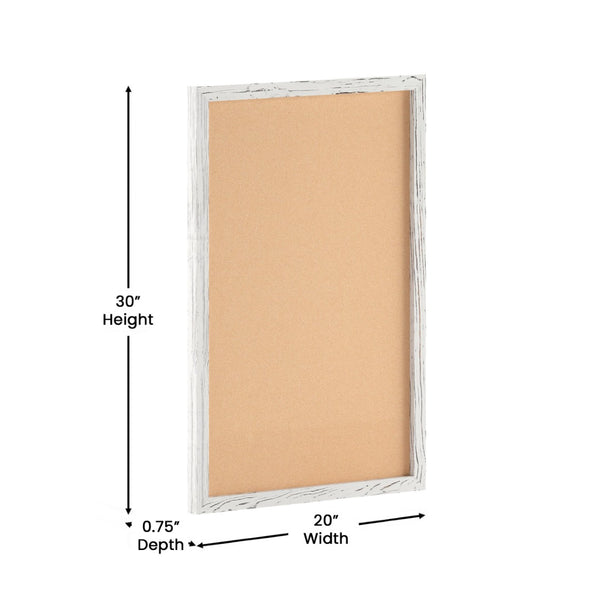 English Elm Camden Rustic Wall Mount Cork Board with Wooden Push Pins - Perfect for Home, Office & School Decor White Washed 20"W x 30"H HGWA-CK-20X30-WHTWSH-GG
