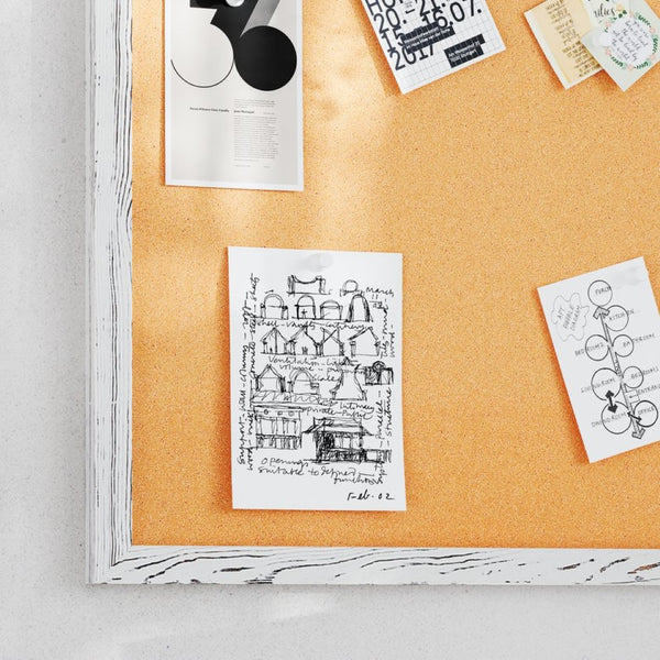 English Elm Camden Rustic Wall Mount Cork Board with Wooden Push Pins - Perfect for Home, Office & School Decor White Washed 20"W x 30"H HGWA-CK-20X30-WHTWSH-GG