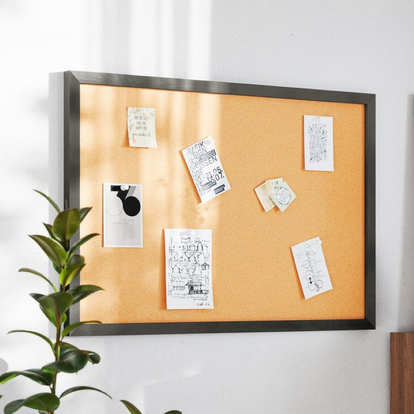 English Elm Camden Rustic Wall Mount Cork Board with Wooden Push Pins - Perfect for Home, Office & School Decor Black 24"W x 36"H HGWA-CK-24X36-BLK-GG