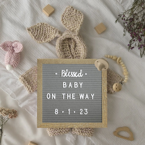 English Elm Gracie Elegant Felt Letter Board with Premium Pine Frame, 389 Letters for Creative Messaging Fun Weathered Wood Frame/Gray Felt 10"W x 10"H HGWA-FB10-WEATH-GG