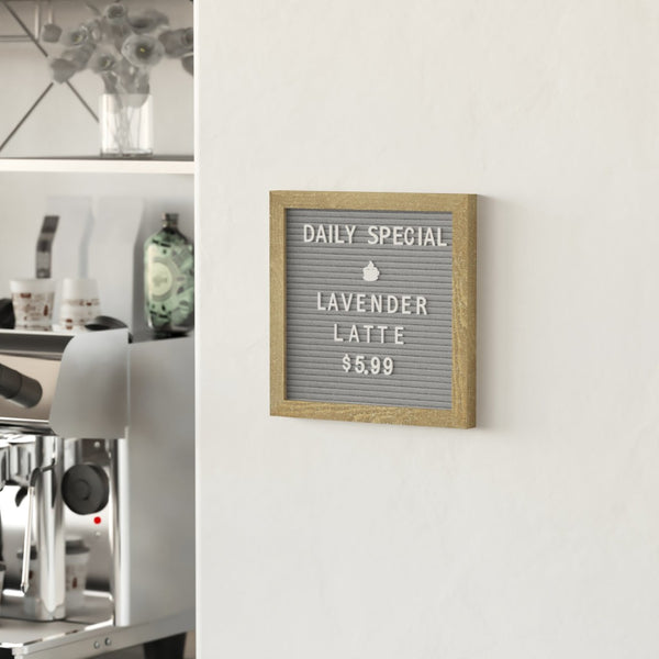 English Elm Gracie Elegant Felt Letter Board with Premium Pine Frame, 389 Letters for Creative Messaging Fun Weathered Wood Frame/Gray Felt 10"W x 10"H HGWA-FB10-WEATH-GG