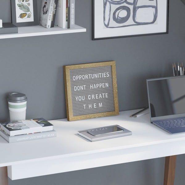 English Elm Gracie Elegant Felt Letter Board with Premium Pine Frame, 389 Letters for Creative Messaging Fun Weathered Wood Frame/Gray Felt 10"W x 10"H HGWA-FB10-WEATH-GG