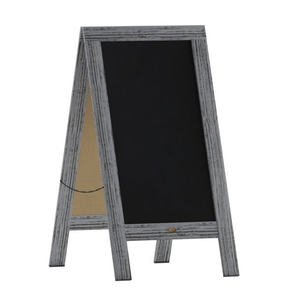 English Elm Canterbury Vintage Wooden A-Frame Magnetic Chalkboard Sign, Double-Sided Display for Events & Promotions Graywash 40"H x 20"W HGWA-GDI-CRE8-132315-GG