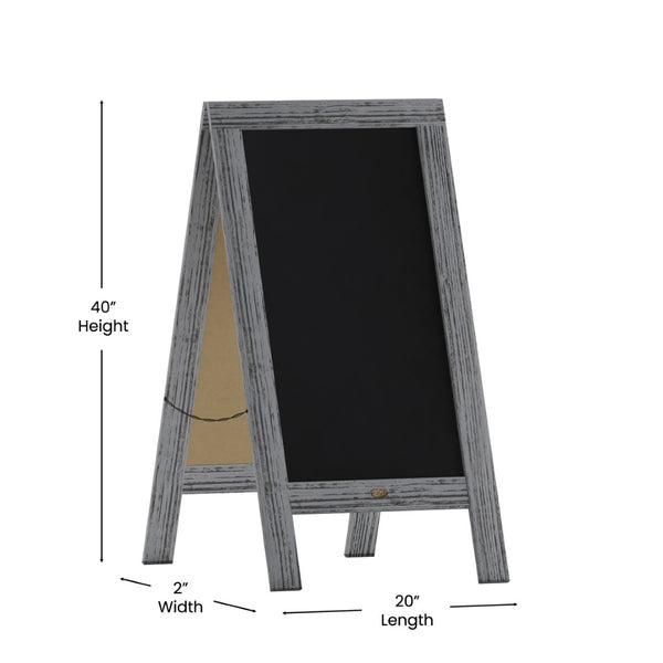 English Elm Canterbury Vintage Wooden A-Frame Magnetic Chalkboard Sign, Double-Sided Display for Events & Promotions Graywash 40"H x 20"W HGWA-GDI-CRE8-132315-GG